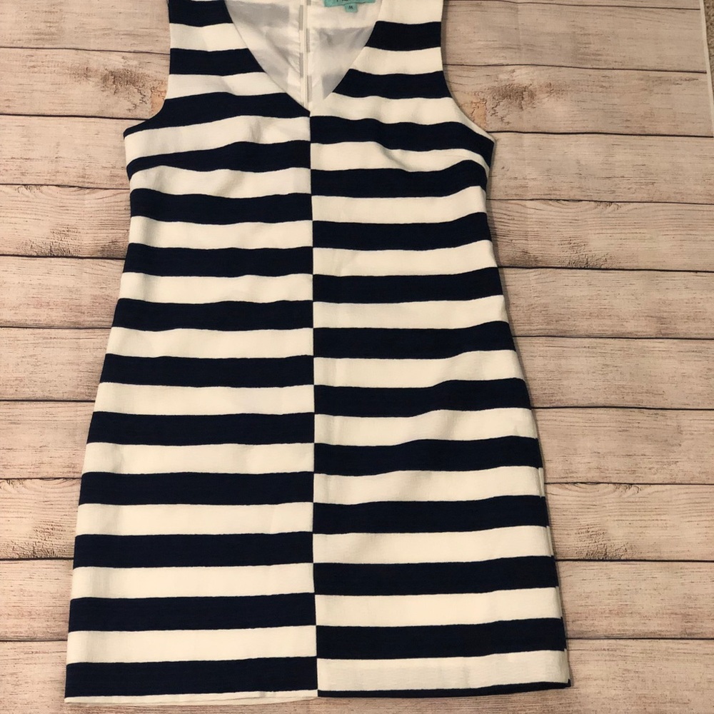 Karlie navy and white stripped shift dress